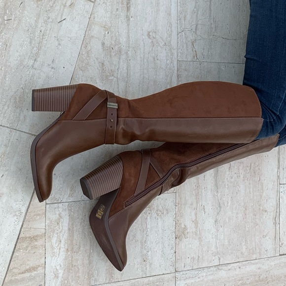 Shoes - Size 11 Tan Faux Leather Faux Suede Knee High